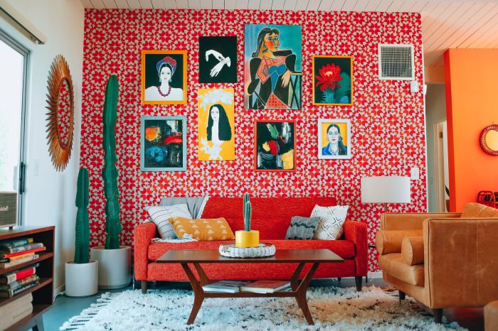 Red living room decor