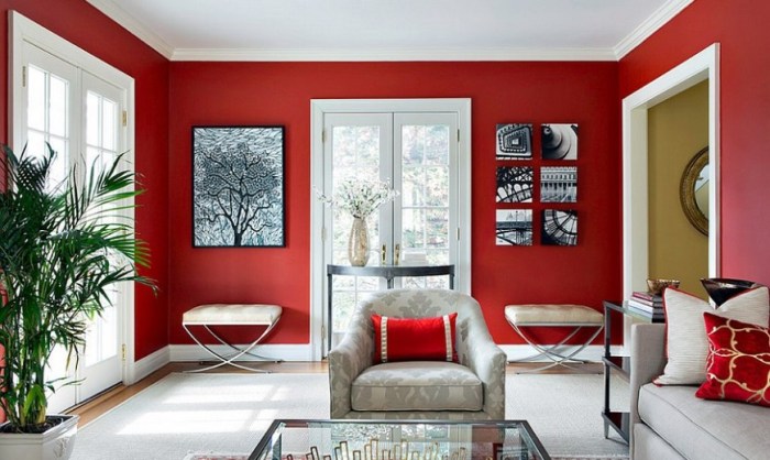 Red room living decor ideas design decoration modern paint accessories style black designs express white designtrends decorate decorating source