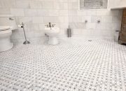 Marble mosaic floor flattening tiles shine polishing restored process flat made