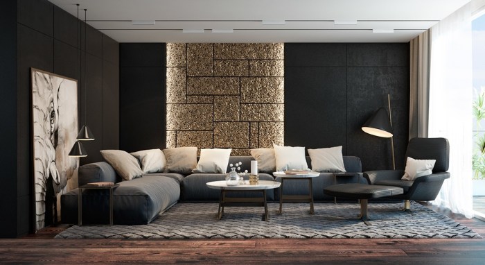 Black living room decor