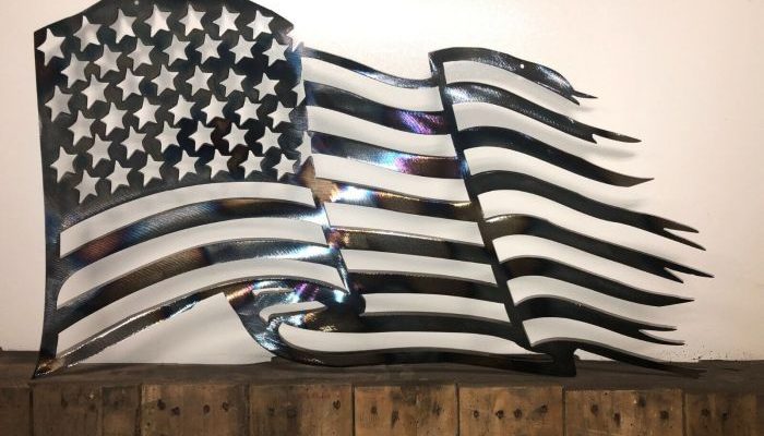 Metal American Flag Outdoor Decor