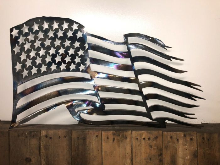 Metal american flag outdoor decor